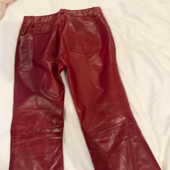 Earl Jeans Women's Red Flare Leather Pants - Picture 10 of 13